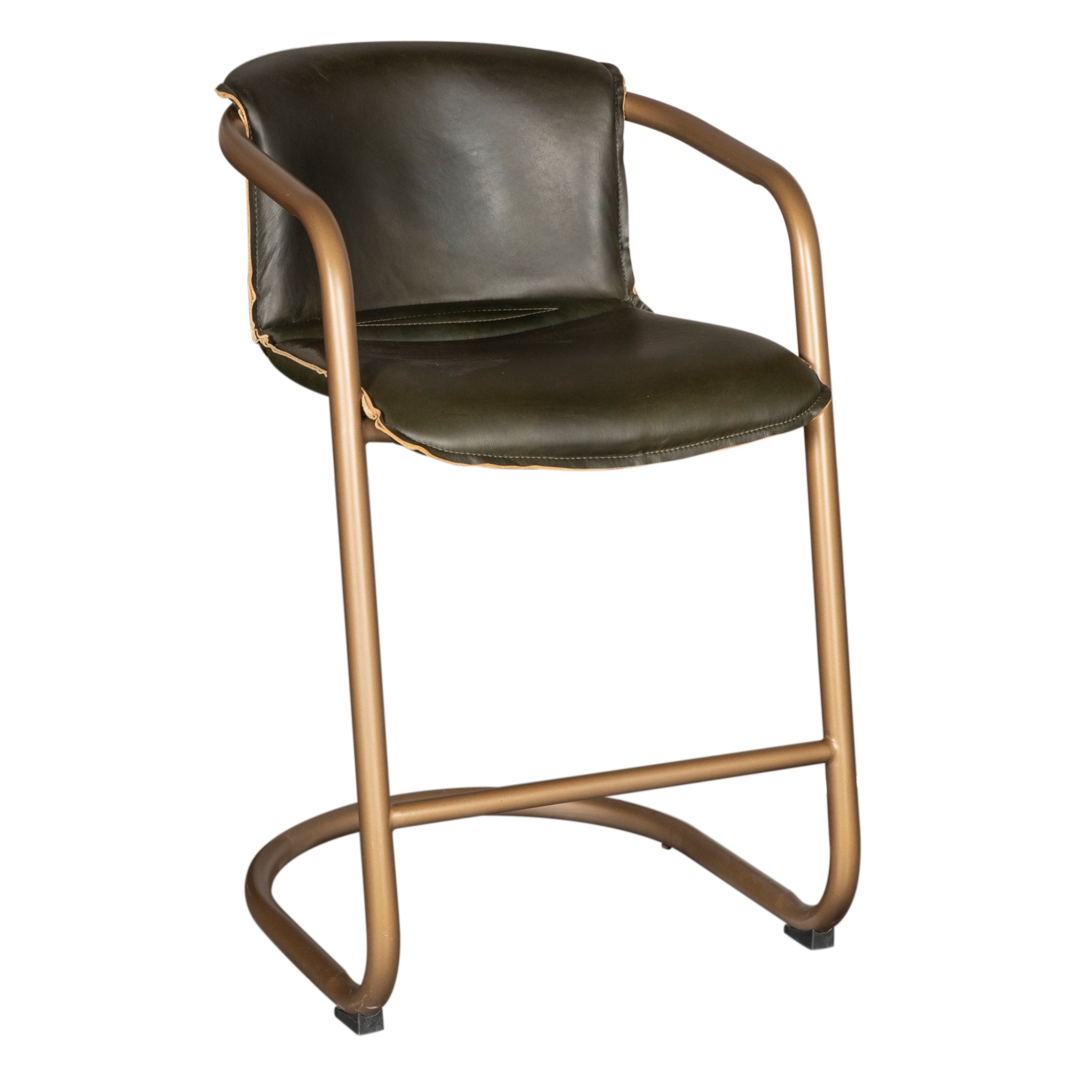 22" Emerald Green Leather Counter Chair