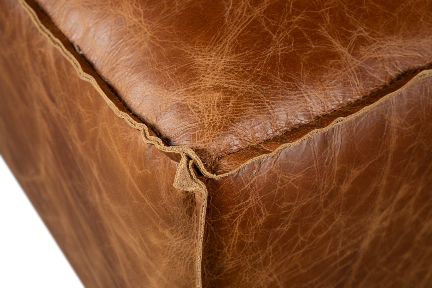 35" Cocoa Brown Leather Sectional Ottoman