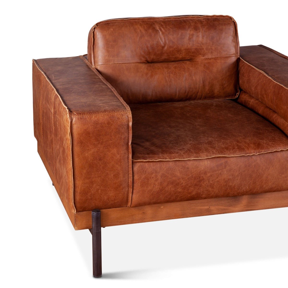 42" Cocoa Brown Leather Accent Chair