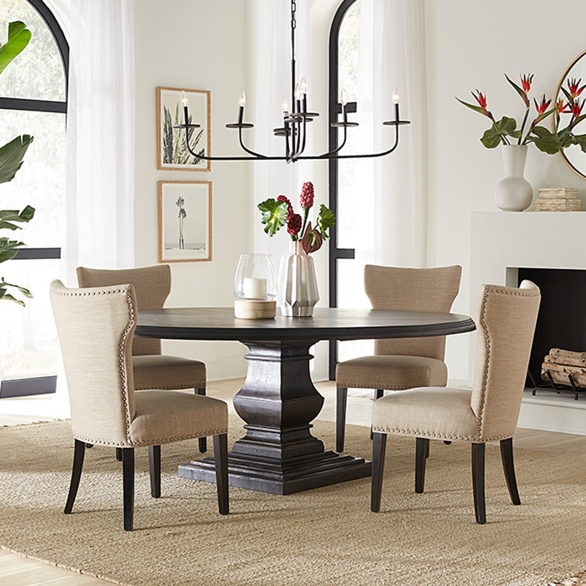 48" Vintage Brown Round Dining Table
