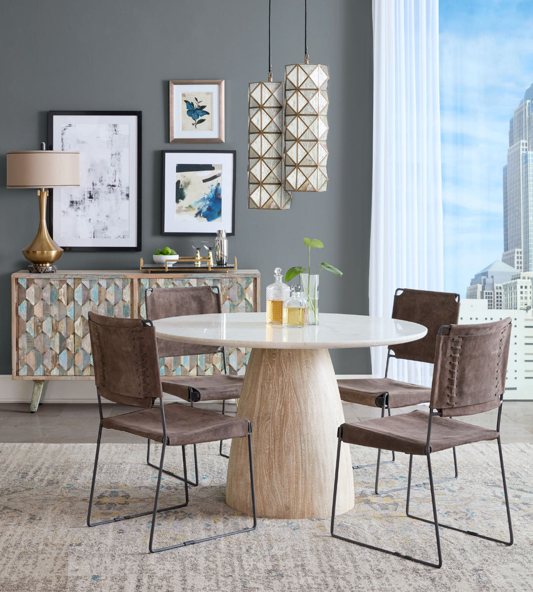 48" White Marble Dining Table