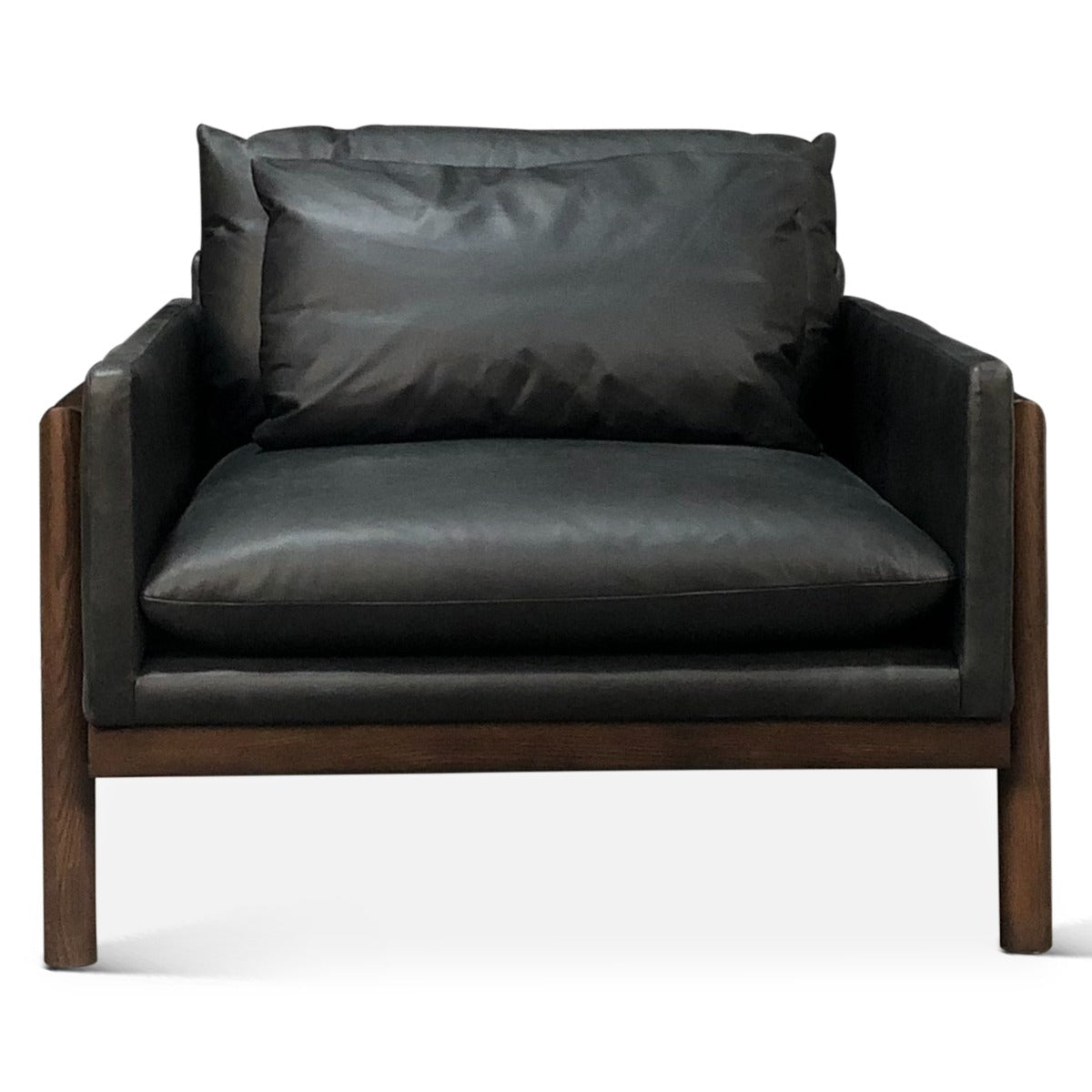 44" Charme Black Italian Leather Accent Chair