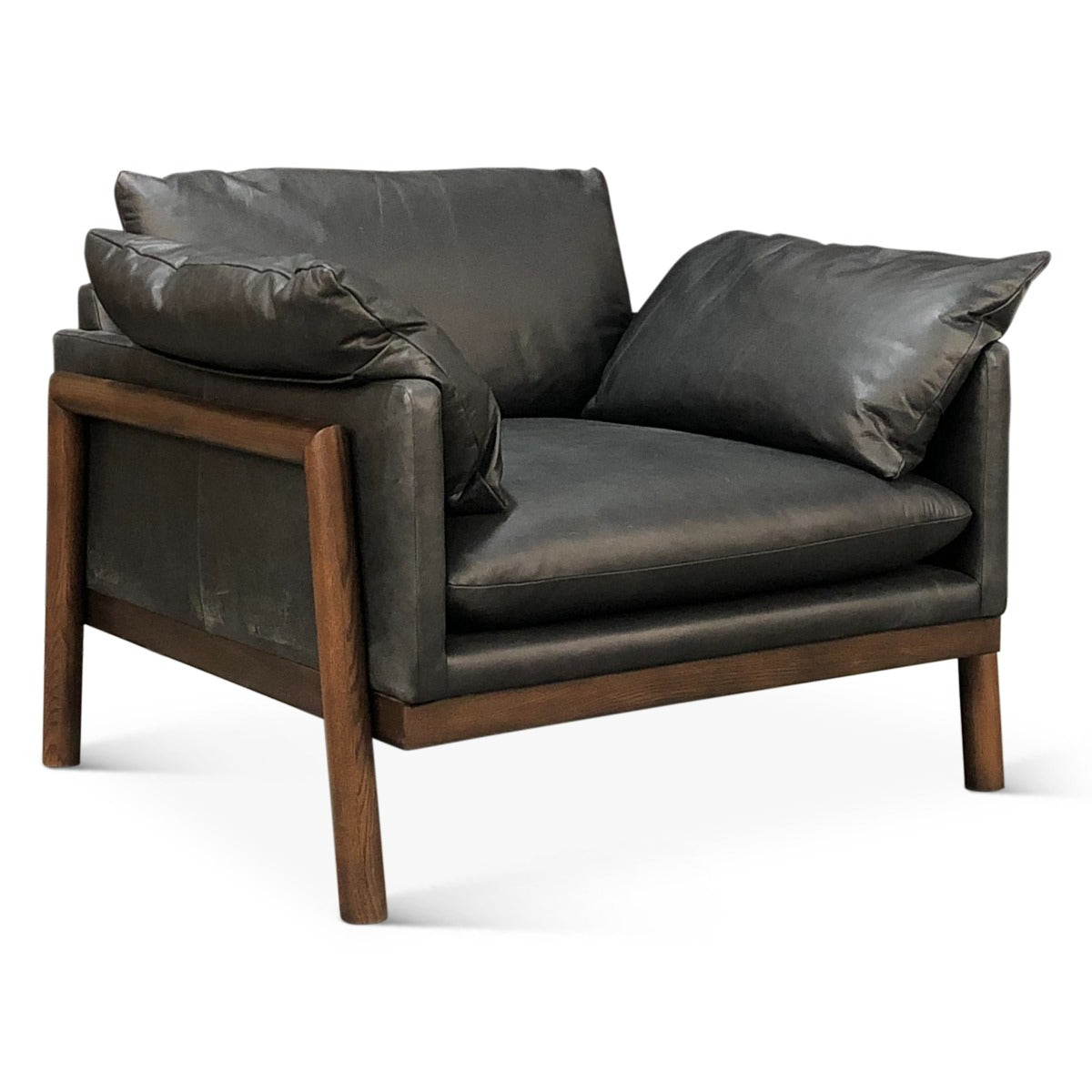 44" Charme Black Italian Leather Accent Chair