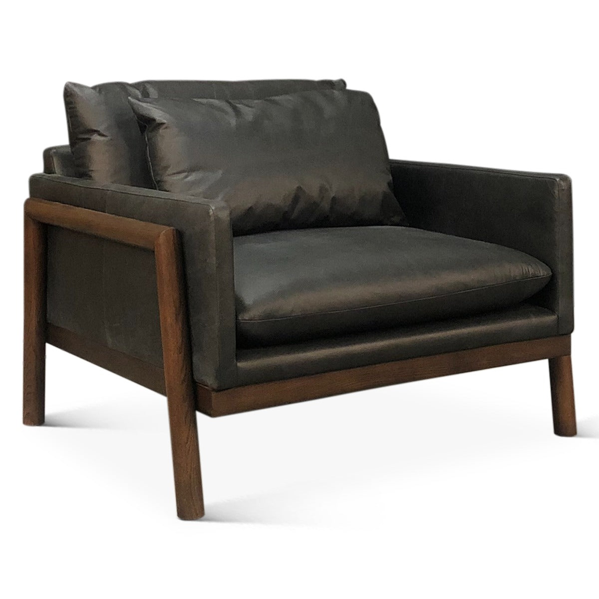 44" Charme Black Italian Leather Accent Chair